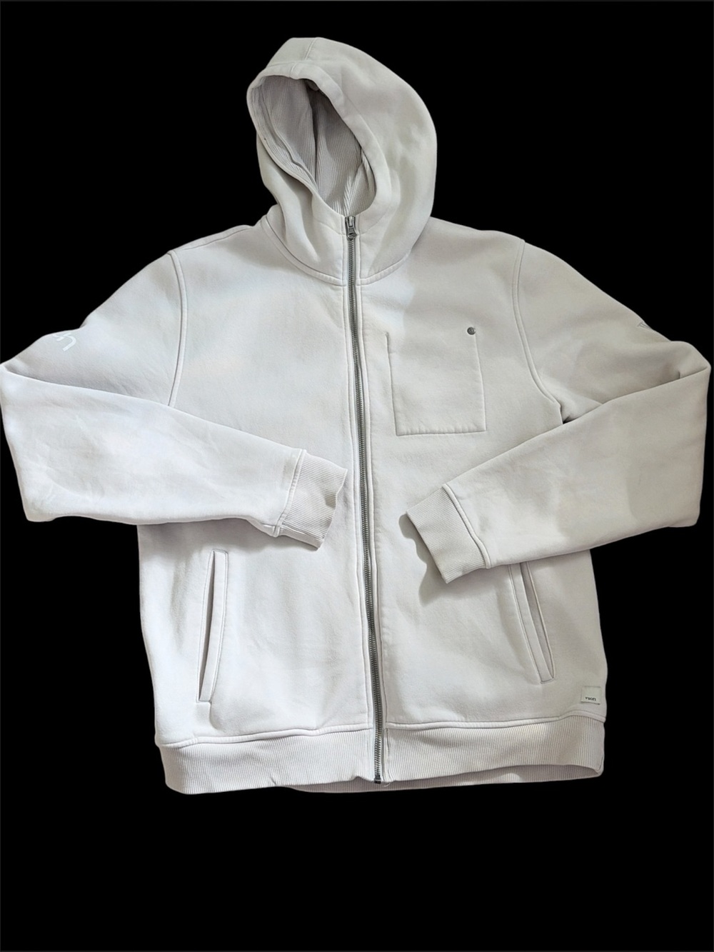 Vuori men’s Seaside hoodie color salt classic zip up medium EUC sweatshirt